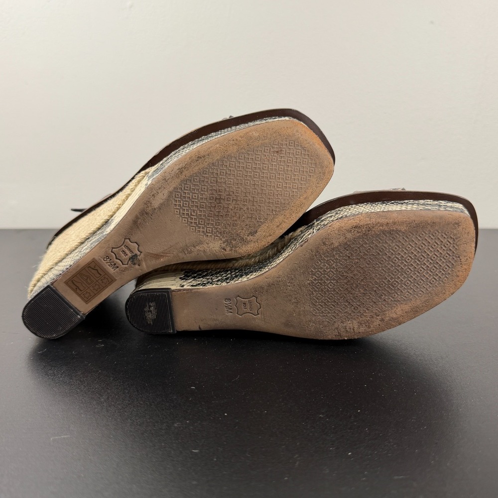 Tory Burch Sandals Womens 8.5M Brown Snakeskin Espadrille Wedge Heels Casual Fun - Picture 13 of 16